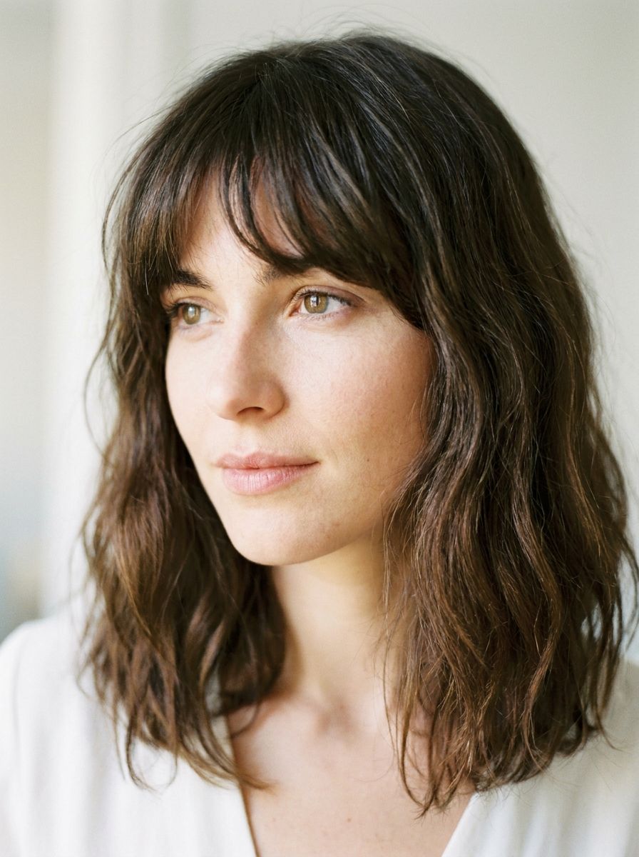 Long Bob mit kurzem fransigem Pony - Long Bob mit Pony